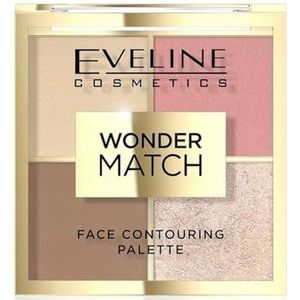 Eveline Cosmetics Wonder Match Multifunctionele veganistische gezichtspalet met bronzer, rouge, highlighter en fixeerpoeder, met chocoladegeur