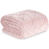 Wohndecke CARO Design91 Karierte Kuscheldecke ideales Geschenk Weiche warme Decke 70x160 cm rosa