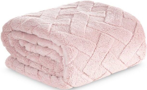 Wohndecke CARO Design91 Karierte Kuscheldecke ideales Geschenk Weiche warme Decke 70x160 cm rosa