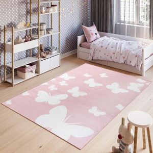 Tapiso Pinky Vloerkleed Roze Meisje Kinderkamer Tapijt Maat- 80x150