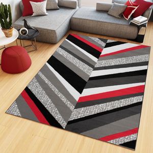 Tapiso Maya Vloerkleed Rood Grijs Slaapkamer Tapijt Maat- 220x300