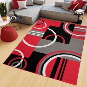 Tapiso Maya Vloerkleed Rood Grijs Woonkamer Tapijt Maat- 160x230