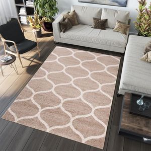 Tapiso Jawa Vloerkleed Beige Wit Trellis Laagpolig Modern Tapijt Maat- 120x170