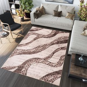 Tapiso Jawa Vloerkleed Beige Woonkamer Tapijt Abstract Maat- 140x190