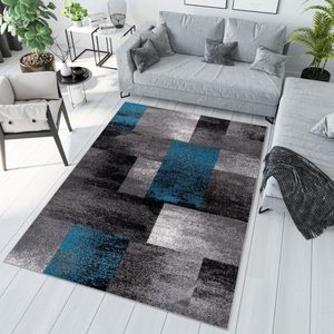 Tapiso Jawa Vloerkleed Grijs Antraciet Blauw Modern Tapijt Maat- 80x150