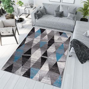 Tapiso Jawa Vloerkleed Grijs Blauw Geometrisch Laagpolig Tapijt Maat- 200x290