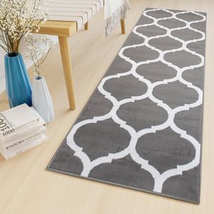 Tapiso Luxury Tapijtloper Grijs Oosters Gang Woonkamer Vloerkleed Maat- 70x1150