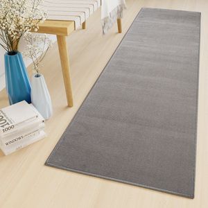 Tapiso Luxury Tapijtloper Grijs Modern Gang Woonkamer Vloerkleed Maat- 80x1450