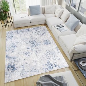 Tapiso Sky Vloerkleed Blauw Lichtgrijs Woonkamer Tapijt Maat - 160x220