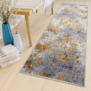 Tapiso Lazur Tapijt Loper Grijs Woonkamer Modern Hal Vloerkleed Maat- 80x1500