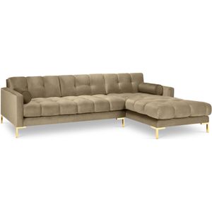 Cosmopolitan Design Bali Hoekbank met Chaise Longue Rechts - Taupe / Goud