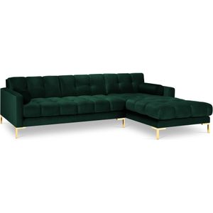 Cosmopolitan Design Bali Hoekbank met Chaise Longue Rechts - Flessengroen / Goud