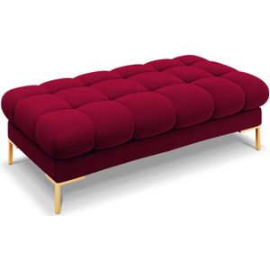 Cosmopolitan Design - Bankje Bali - Wijnrood - Fluweel - Goudkleurig Frame