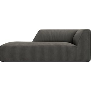 Windsor & Co - Sao - Chaise Longue - Donkergrijs - Ribfluweel