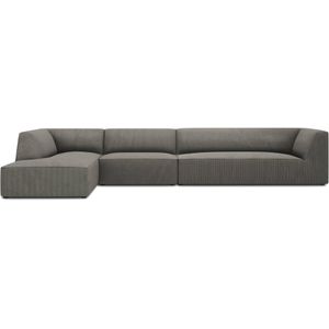 Windsor & Co Sao Hoekbank met Chaise Longue Links - 5-zits - Ribstof - Lichtgrijs