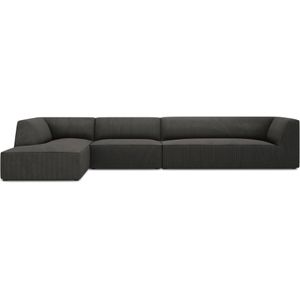 Windsor & Co Sao Hoekbank met Chaise Longue Links - 5-zits - Ribstof - Donkergrijs