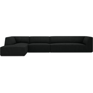 Windsor & Co Sao Hoekbank met Chaise Longue Links - 5-zits - Ribstof - Zwart
