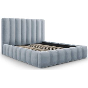 Milo Casa Bedframe Gina met Opbergruimte - 200 x 200 cm - Fluweel - Lichtblauw