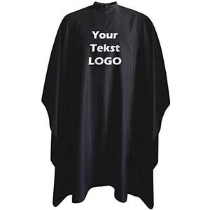Ferocity Kappersschort voor kapsalon professioneel salon-schort schoonheidssalon en thuisgebruik met uw gewenste tekst NIEUW [111], zwart, 1 Stück (1er Pack)