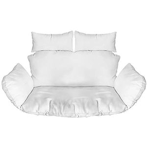 Hangenstoel Dubbele Kussens voor Terras en Tuin, Hangend Buiten Nest Ei Hangstoel Kussens met Hoofdkussen, Afneembare kussensloop wit [114]