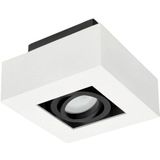 EDO plafondlamp opbouw Osmin 1 wit mat zwart verstelbaar spot single 230V excl. GU10 modern plafondspots vierkant woonkamer eetkamer gang plafonniere, EDO777143