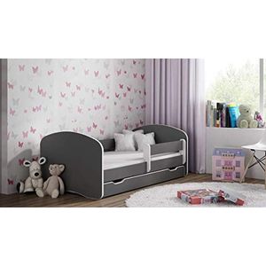 BDW kinderbed met 2 ligvlakken en 2 matrassen dubbel bed 180x90 - voor meisjes en jongens jeugdbed || Kosteloos verzending || (ALLE grafiet, 180x90)