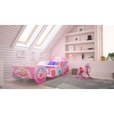 Peuterbed - roze koets - 140x70cm - met matras