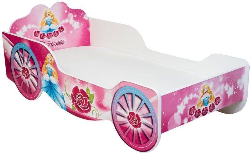 Peuterbed - roze koets - 140x70cm - met matras