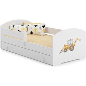 Kinderbed - tractor thema - met lade - 160x80 cm - met matras