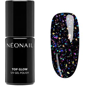 NEONAIL Nagellak UV Top Coat TOP GLOW POLARIS 7,2 ml Glitter Lack mit Flecken