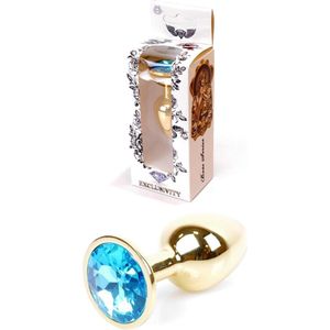 Boss Series - Gold Plug - Anale Plug - Buttplug - Gouden Plug - Diamant - S/M - Licht Blauw