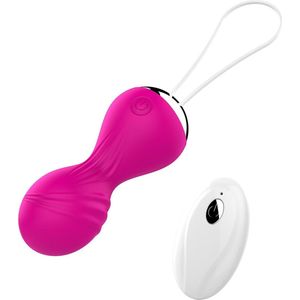 Bossoftoys - 22-00027 - Vibrating Kegel Balls - Silione - Total Length 8 Cm - Dia 3/3,5 Cm - 10 Function Remote Control - Rechargeable- Colour Windowbox - Pink