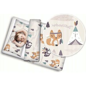 Baby dekbedovertrek 2 delig set -100% Katoen- Kleine indianen ontwerp 120x90 cm