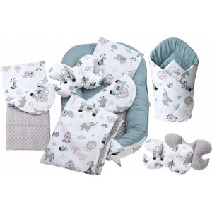 Babynestje set pasgeborenen - knuffelnest baby nestje bed set 7-delig - baby cocon- Safari- ÖKO-TEX normen