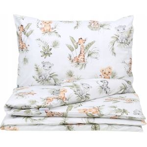 Baby dekbedovertrek 2 delig set -100% Katoen- Afrikaanse dieren- 120x90 cm