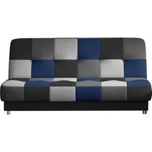 InspireMe 3-zitsbank voor woonkamer, slaapbank, sofa met slaapfunctie, moderne bank - 192x90x90cm, 117x192cm - KAYA 02 (Donkergrijs+Blauw)