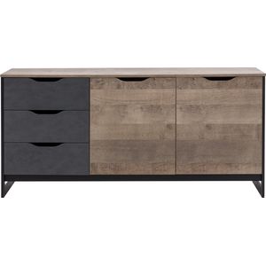 Dressoir - Commode - Kast - 2 deuren + 3 lades - Breedte 161 cm Hoogte 78.6 cm Diepte 39.6 cm - XARO D  (Eiken Zand Grange Grafiet)