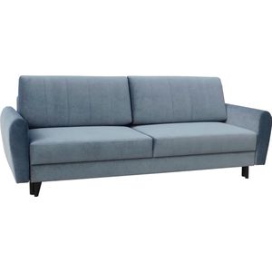 InspireMe - 3-zitsbank van voor woonkamer, slaapbank, sofa met slaapfunctie en opbergruimte, moderne bank - 226x95x90 cm, 195x142cm -DEILA (Blauw - Monolith 72)