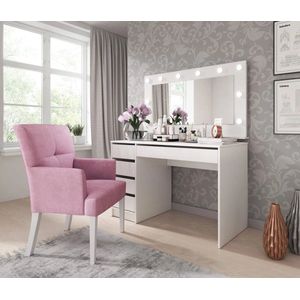 InspireMe - Kaptafel, modern bureau + spiegel met led-verlichting, make-up tafel Make up spiegel - Kaptafel met spiegel en verlichting -Toilettafel (120x75x120cm) AGA Wit