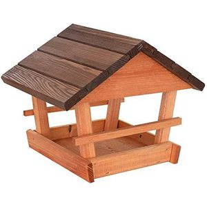 Vogelhuis, voederhuis, vogelhuisje, weerbestendig van hout, voederhuis voor wilde vogels, vogelvoederhuis voor de tuin, balkon (rood)