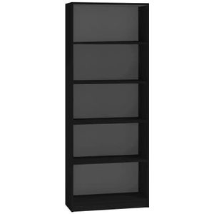 ADGO Smalle boekenkast, zwart met scheidingswanden, 40 x 30 x 182 cm, hoog open staande rek, smalle hoogte, kantoorkast, boekenkast, plank