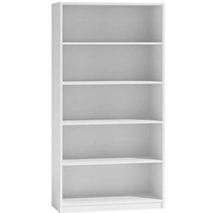 ADGO Smalle boekenkast, wit met scheidingswanden, 80 x 30 x 182 cm, hoog open staande rek, smalle hoogte, kantoorkast, boekenkast, plank