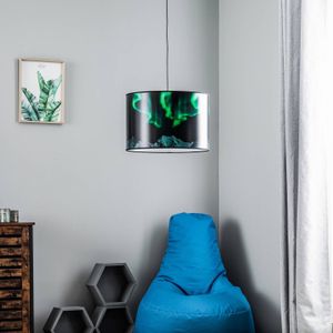 Duolla Hanglamp Print L met Bergen, polarlicht groen