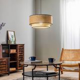 Duolla - Hanglamp aan een koord BOHO 1xE27/15W/230V beige/rotan