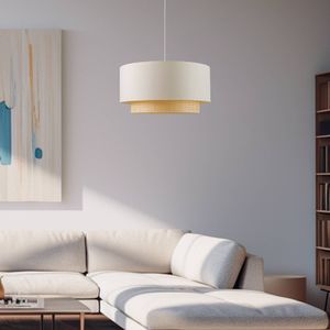 Duolla Hanglamp Boho, Ø 60 cm, 1-lamp, ecru-wit/rotan