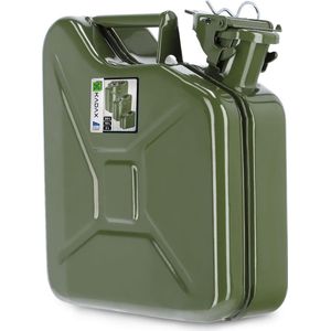 KADAX - Retro jerrycan van 0,8 mm staal - jerrycan voor benzine en diesel, reservetank met drievoudige handgreep, stalen blikje - Groen, 5L