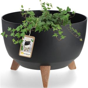 KADAX Verhoogde plantenpot, grote kunststof plantenbak met poten voor binnen en buiten, duurzame ronde plantenbak voor kamerplanten (33 cm, zwart)
