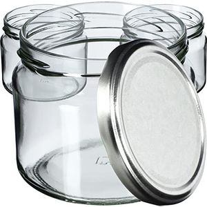 KADAX Weckpotten met schroefdeksel, jampotten, 330 ml, voorraadpotten voor jam, jam, honing, glazen met schroefsluiting (zilver/20 stuks)