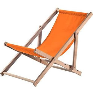 KADAX Ligstoel, strandstoel van hout, zonnebed tot 120 kg, ligstoel van beukenhout, houten klapstoelen, strandstoel, klapstoel voor strand, houten ligstoel (oranje)