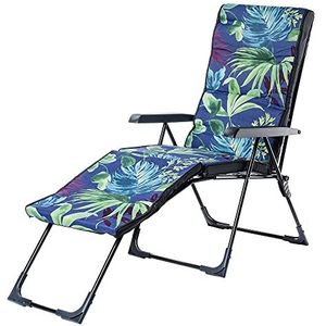 KADAX 2-in-1 tuinstoel, stalen ligstoel met kussen, inklapbare ligstoel met draagvermogen tot 110 kg, tuinstoel met verstelbare voetensteun, tuinstoel (donkerblauw)